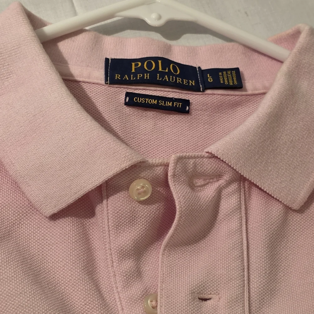 Ralph Lauren Polo in Pink, Blue, White Ombre Sz Large, Custom Slim Fit